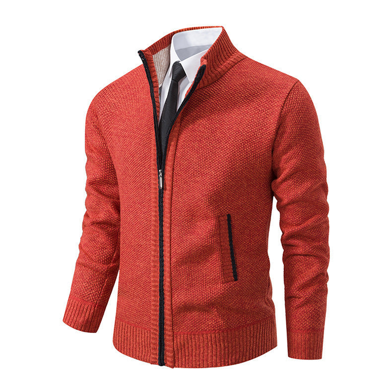 Aidan – Solide Herrenstrickjacke mit Stehkragen