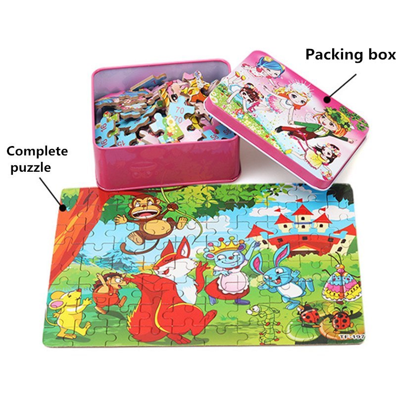 Kinder Holzpuzzle Set im Metallkoffer – Lernspielzeug ab 3 Jahren, Tier- & Bauernhof-Motive, pädagogisches Geschenk