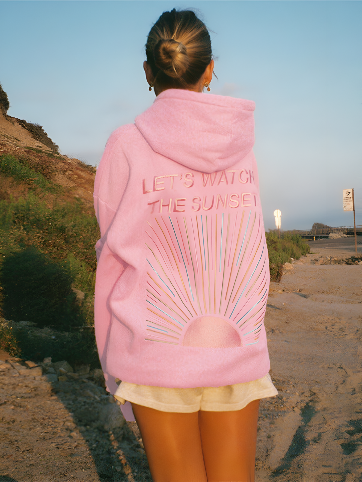 Damen Oversize Hoodie mit Print – Let’s Watch the Sunset, Freizeit & Strandmode
