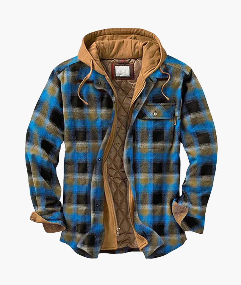 Herren Gefütterte Karo-Hemdjacke mit Kapuze – Komfortabler Outdoor-Stil für Alltag & Abenteuer