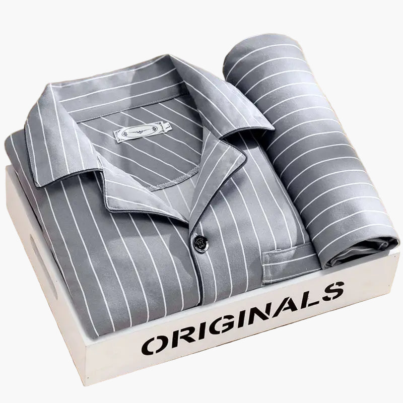 Herren Pyjama Set – Klassischer Schlafanzug mit Weizenmuster, Komfort-Loungewear