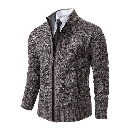 Aidan – Solide Herrenstrickjacke mit Stehkragen