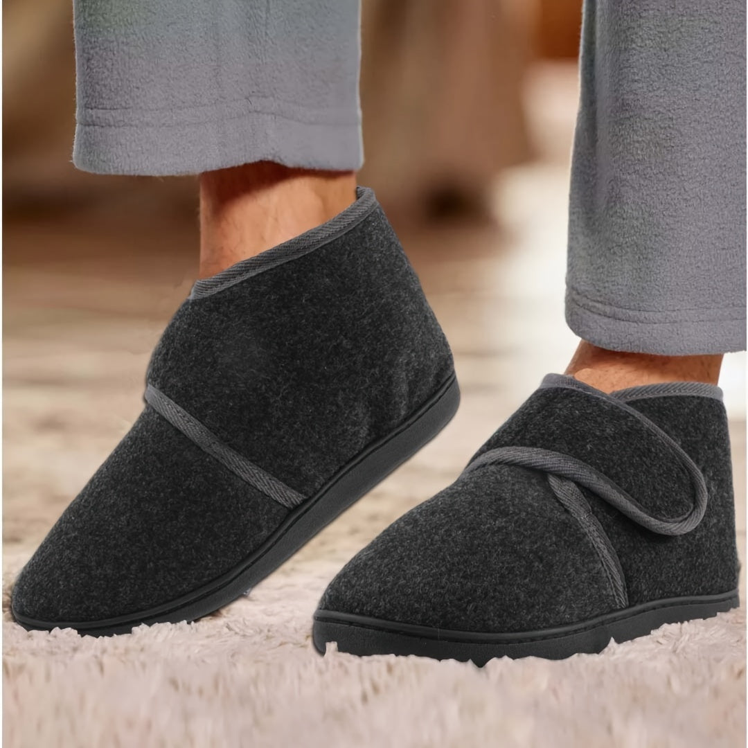Herren Komfort-Hausschuhe mit Klettverschluss – Vintage Stil für Alltag und Freizeit