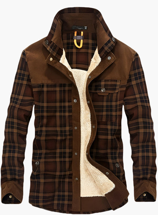 Herren Outdoor Flanelljacke im Karomuster – Freizeit- und Arbeitsjacke mit Fleece-Futter