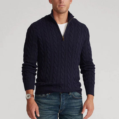 Herren Strickpullover mit Zopfmuster – Klassischer Freizeit- und Business-Look