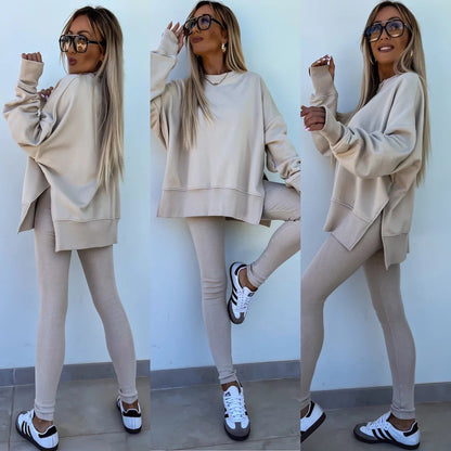 Judith – Lässiges Damen Sweater-Set mit Langarm und Schlitz