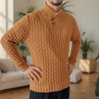 Thomas – Schlanker Herrenrollkragenpullover mit Knopfdesign