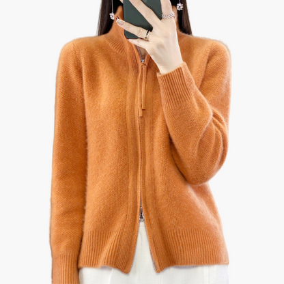 Damen Strickjacke mit Reißverschluss – Eleganter Cardigan für Alltag & Büro
