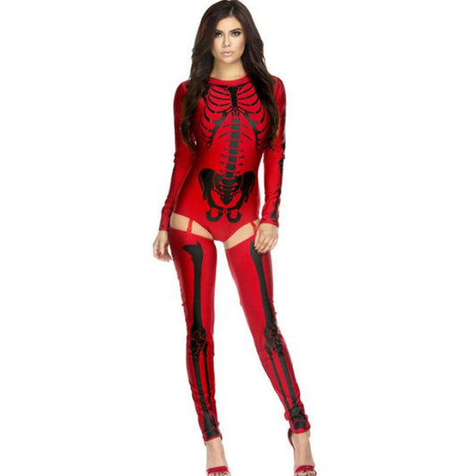 Damen Halloween Skelett Kostüm Body für Party & Verkleidung
