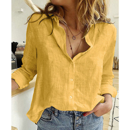 Phoebe – Lockere Damenbluse mit Knopfleiste und Reverskragen