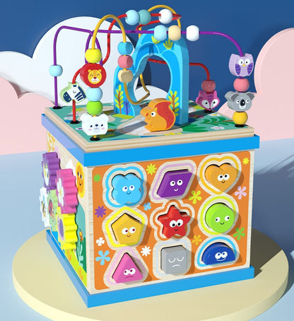 Kinder Multifunktionales Motorikspielzeug Lernwürfel mit Alphabet und Formen – Pädagogisches Activity-Center