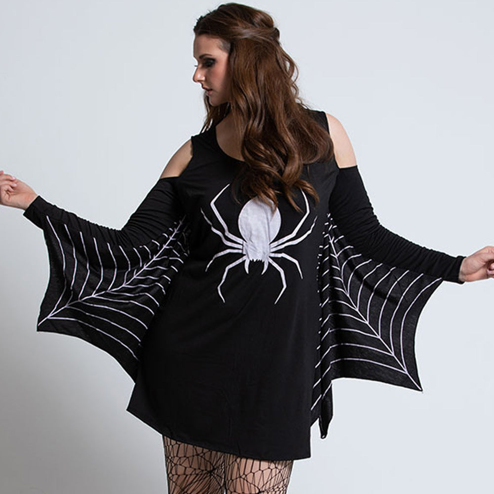 Halloween Damen Kostüm Kleid mit Spinne und Spinnennetz – Perfekt für Halloween-Partys