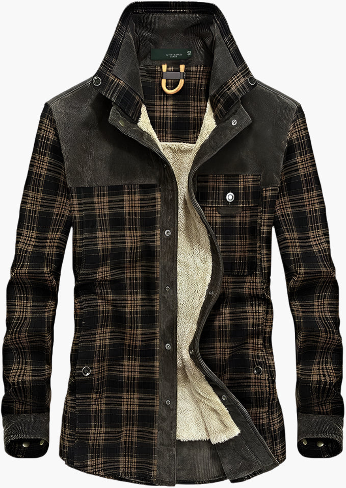 Herren Outdoor Flanelljacke im Karomuster – Freizeit- und Arbeitsjacke mit Fleece-Futter