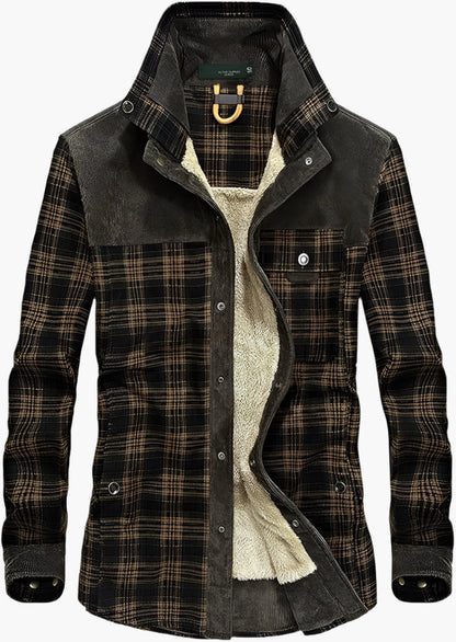 Herren Outdoor Flanelljacke im Karomuster – Freizeit- und Arbeitsjacke mit Fleece-Futter