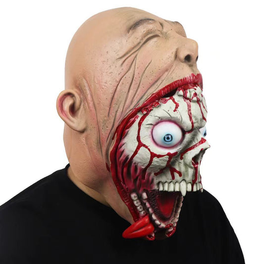 Halloween Latex Maske Big Mouth – Gruselige Horrormaske für Erwachsene