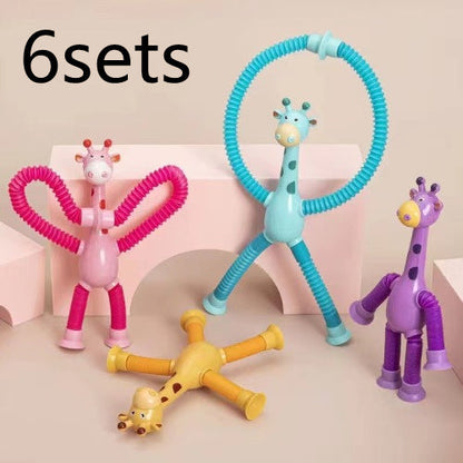 Kinder Cartoon Giraffe Teleskop-Tube Saugnapf Spielzeug – Sensorisches Fidget & Stressabbau