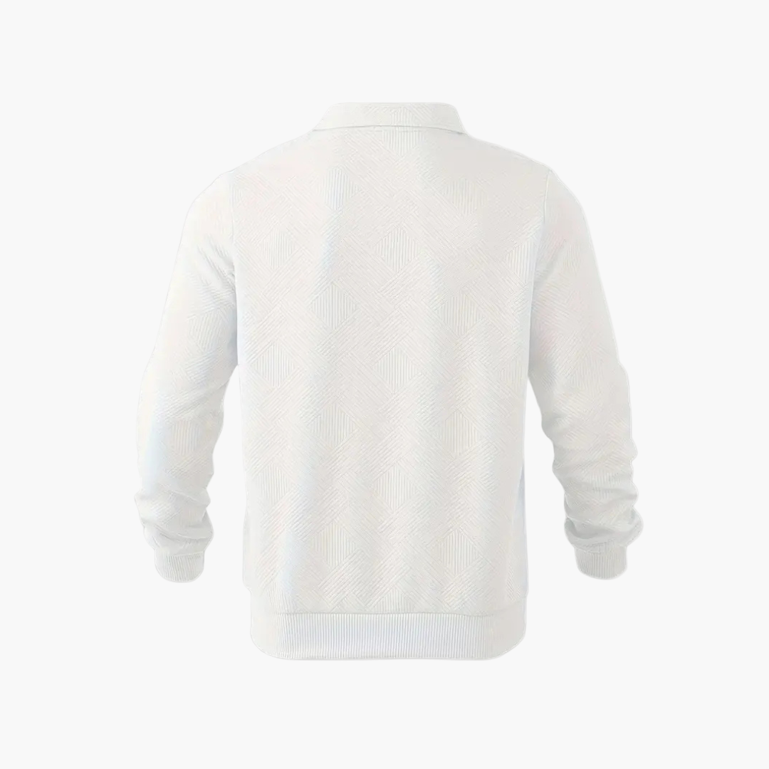 Herren Vintage Sweatshirt mit Reißverschluss-Kragen und geometrischem Muster – Lässig & Stilvoll für Alltag und Freizeit