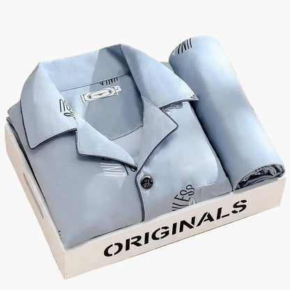 Herren Pyjama Set – Klassischer Schlafanzug mit Weizenmuster, Komfort-Loungewear