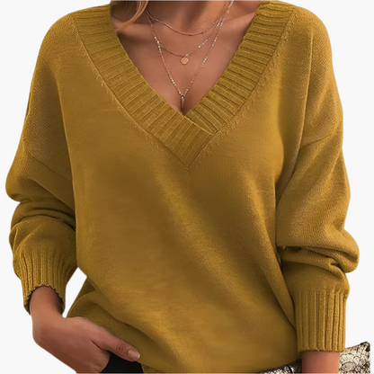 Damen Pullover V-Ausschnitt Strickpullover Elegant Freizeitmode für Winter