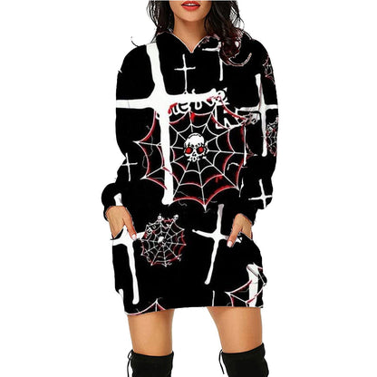 Damen Halloween Hoodie Kleid – Lustiges Kostüm für Halloween-Partys & Gruselige Anlässe