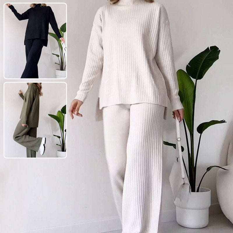 Claire – Modischer Strickanzug mit Rollkragen und geraden Hosen für Damen