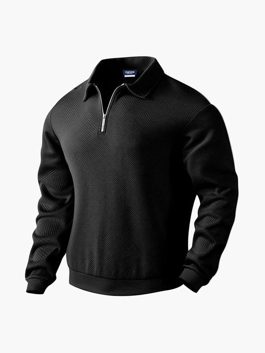 Herren Pullover mit Halbzipp und dezentem Muster – Smart-Casual & Büro-Look
