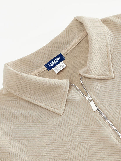 Herren Pullover mit Halbzipp und dezentem Muster – Smart-Casual & Büro-Look
