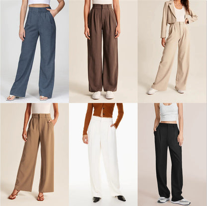 Kate – Weite Damenhose mit Hohem Bund und Taschen