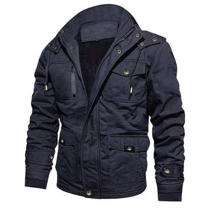 Neil – Kapuzenjacke aus Baumwolle mit Vintage-Stil und Fleece-Futter