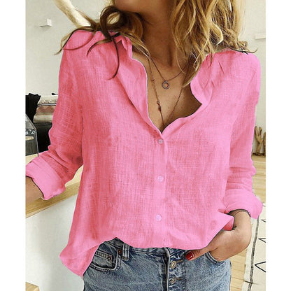 Phoebe – Lockere Damenbluse mit Knopfleiste und Reverskragen