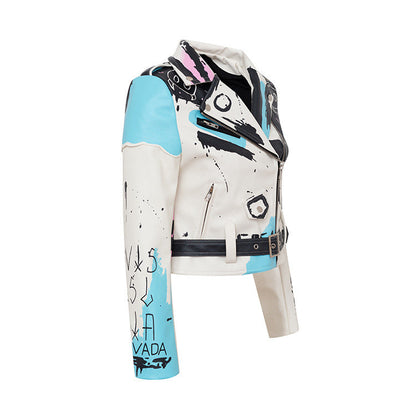 Scott – Personalisierte Graffiti-Nieten Motorrad-Lederjacke