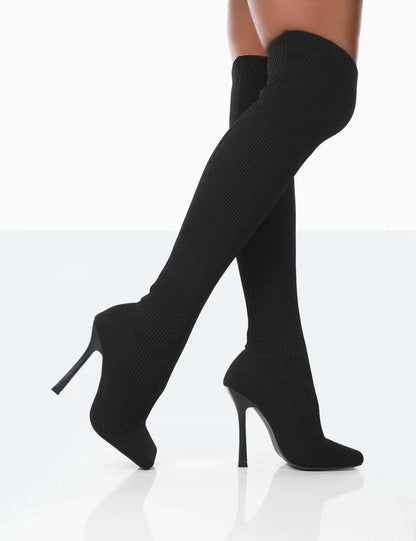 Lydia – Damen Overknee-Stiefel aus Wildleder mit hohem Absatz