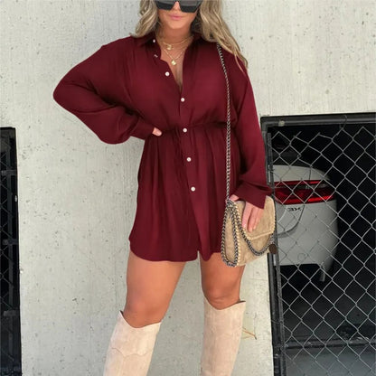 Lynda – Langer Jumpsuit mit Knopfleisten Fashion Shirt Kleid