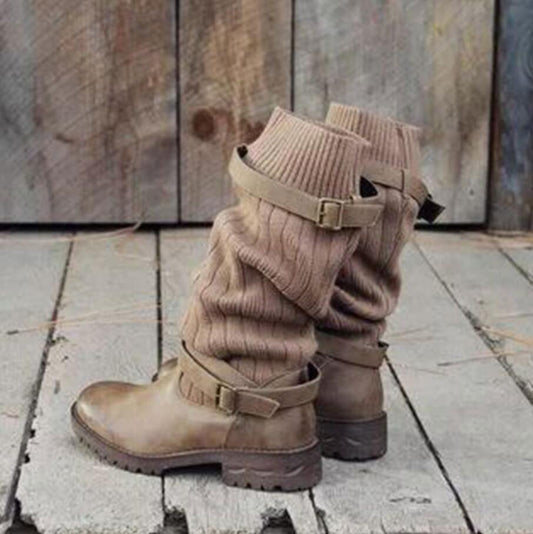 Lydia – Warme Winterstiefeletten aus Strickwolle und Plüsch