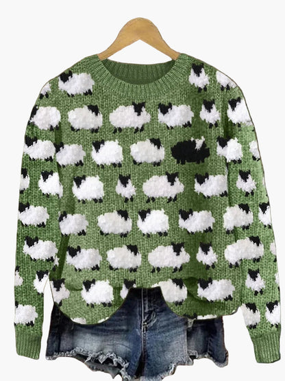Damen Weihnachtspullover mit 3D-Tannenbaum-Muster – Festlicher Strickpullover für gemütliche Wintertage