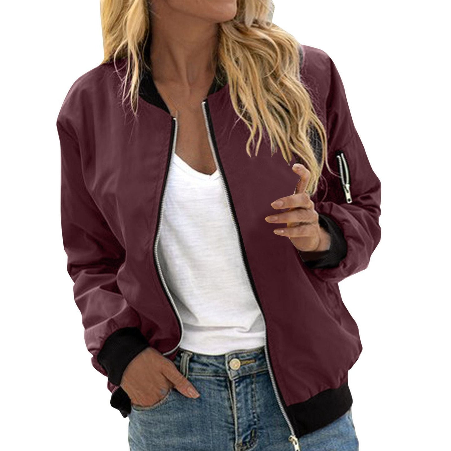 Emma – Modische Damen-Baseballjacke mit Reißverschluss