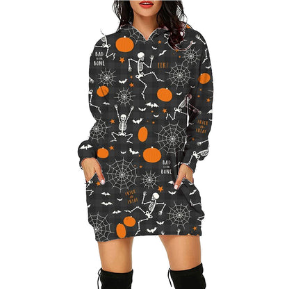 Damen Halloween Hoodie Kleid – Lustiges Kostüm für Halloween-Partys & Gruselige Anlässe
