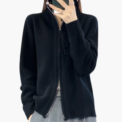 Damen Strickjacke mit Reißverschluss – Eleganter Cardigan für Alltag & Büro