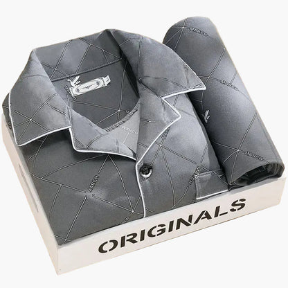 Herren Pyjama Set – Klassischer Schlafanzug mit Weizenmuster, Komfort-Loungewear