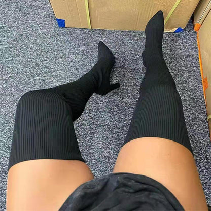 Lynda – Überknie-Stiefel mit Spitzem Zeh und Hohem Absatz