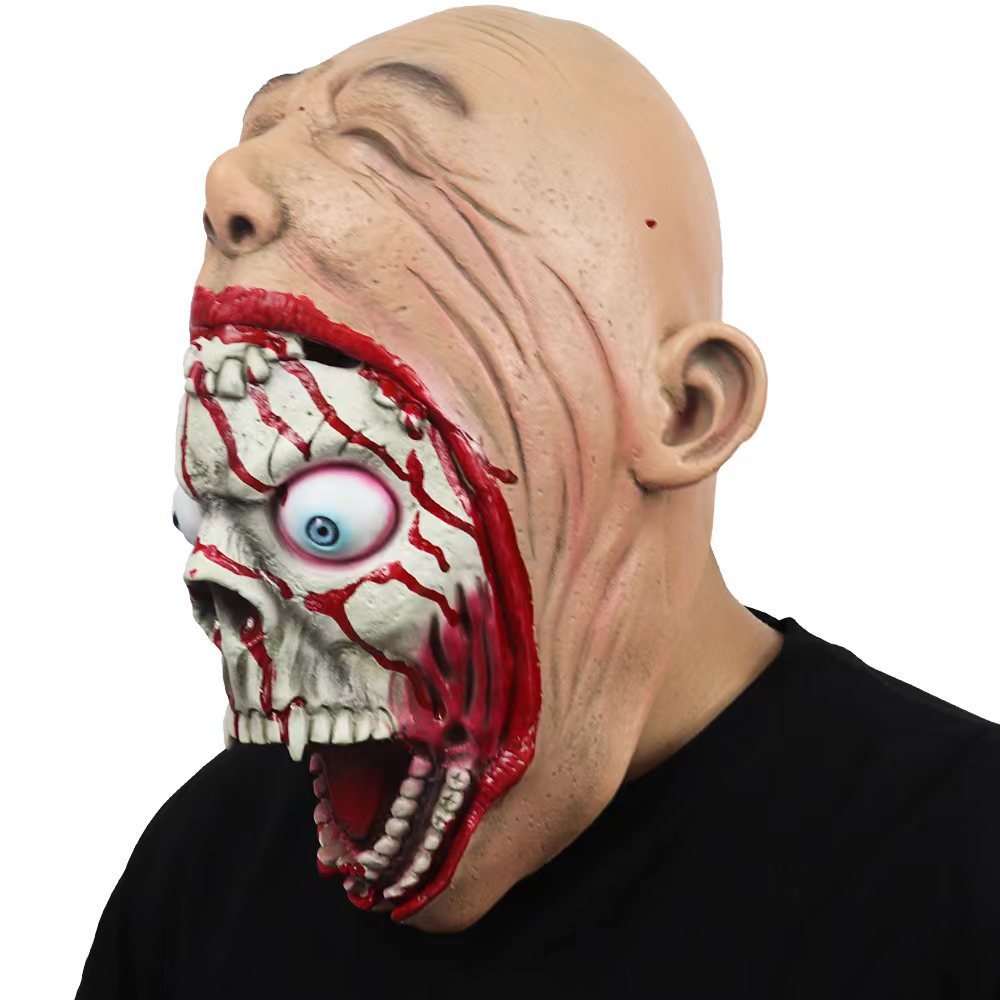 Halloween Latex Maske Big Mouth – Gruselige Horrormaske für Erwachsene