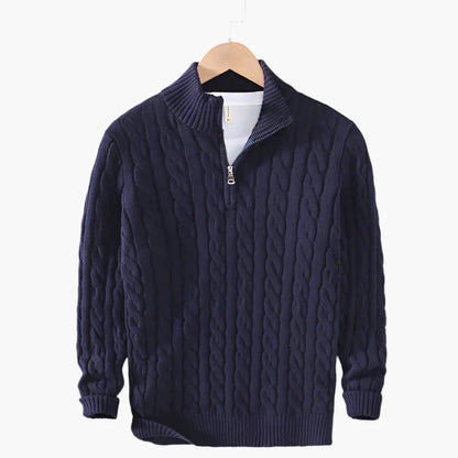 Herren Strickpullover mit Zopfmuster – Klassischer Freizeit- und Business-Look