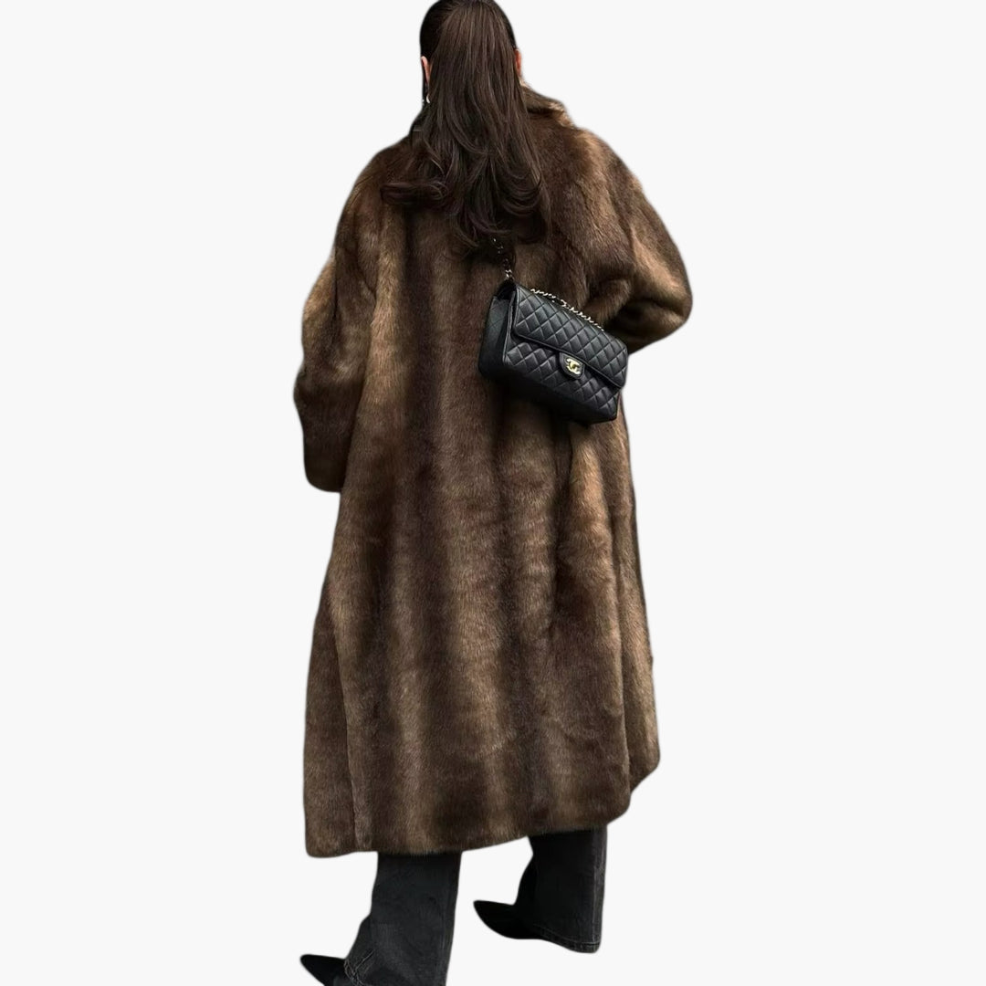 Damen Langer Kunstfell-Mantel – Eleganter Winter Trenchcoat für stilvolle Outfits