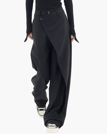 Damen Weite Wickelhose Modern Streetwear – Elegante Business & Freizeit Hose