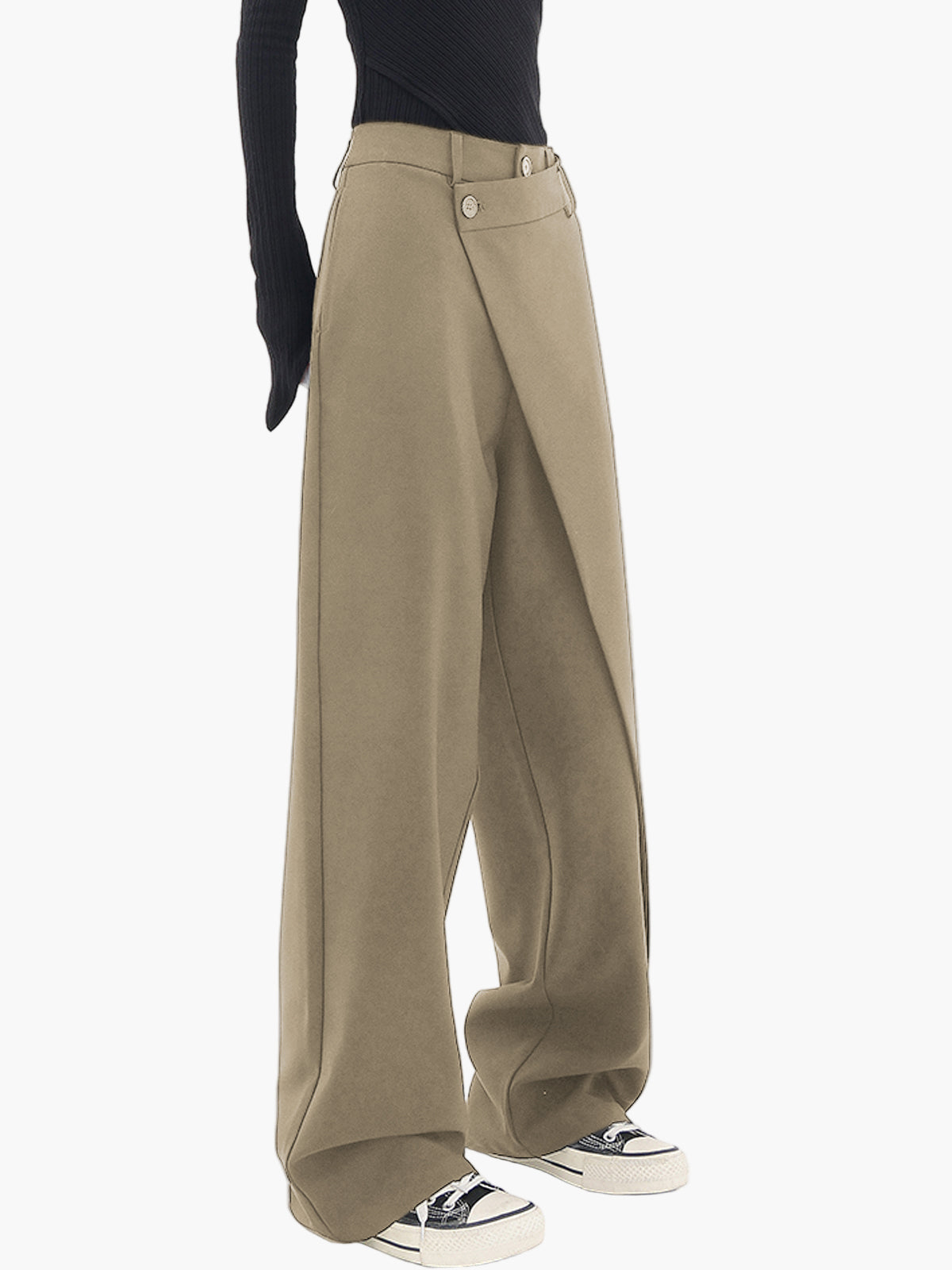 Damen Weite Wickelhose Modern Streetwear – Elegante Business & Freizeit Hose