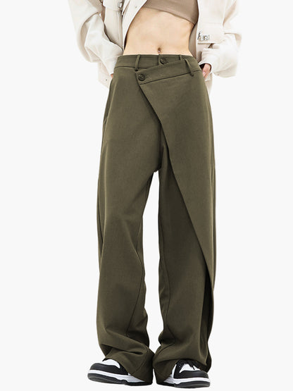 Damen Weite Wickelhose Modern Streetwear – Elegante Business & Freizeit Hose
