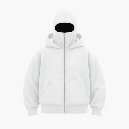 Herren Urban Tech Vollmasken-Hoodie – Streetwear mit Reißverschluss und Kapuze