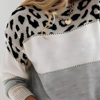 Damen Pullover mit Animal Print – Modischer Strickpullover für Alltag & Freizeit