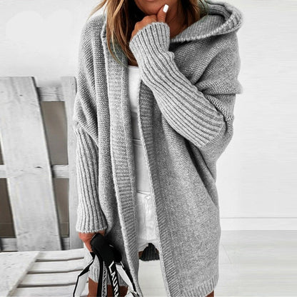 Damen Strick-Cardigan mit Kapuze – Lässiger Oversize Look für Herbst & Winter