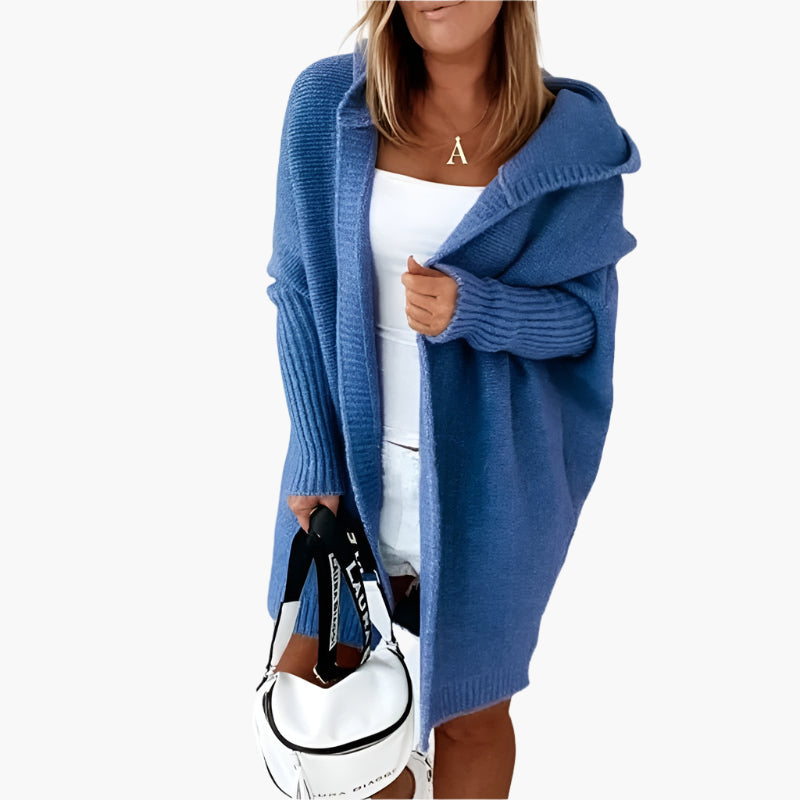 Damen Strick-Cardigan mit Kapuze – Lässiger Oversize Look für Herbst & Winter
